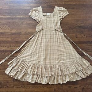 Honeydove vintage yellow Gingham summer Dress prairie cottage core medium